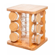 Imagem de CONJUNTO 12 POTES DE VIDRO BOROSSILICATO TAMPA HERMÉTICA E RACK BAMBOO 120ML - WOLFF - Rojemac Impotacao E Exportacao Ltda