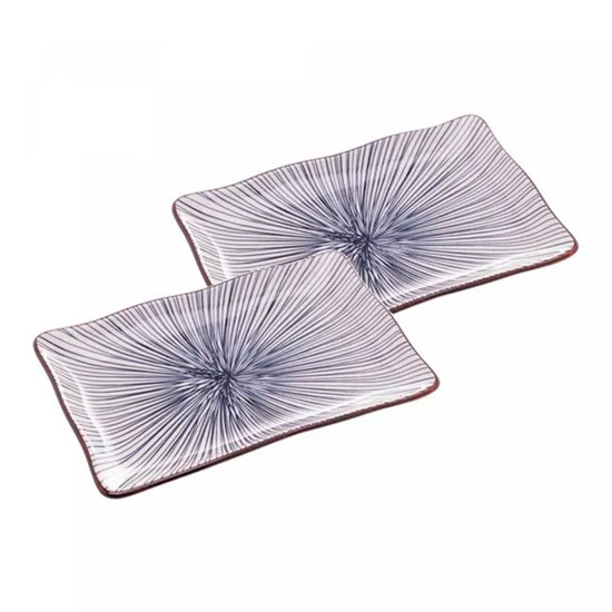 Imagem CONJUNTO 2 PRATOS RETANGULARES EM PORCELANA PARA SUSHI 20X12 CM - WOLFF