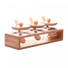 Imagem de CONJUNTO 3 POTES DE VIDRO BOROSSILICATO COM TAMPA HERMÉTICA E RACK EM BAMBOO - WOLFF - Rojemac Impotacao E Exportacao Ltda