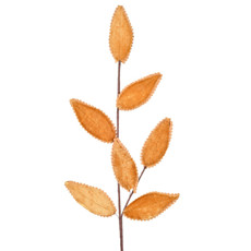 Imagem de HASTE FOLHAS COR DOURADO VELUDO 12X81CM CABO LONGO GRILLO 56974 - Grillo Ltda