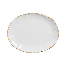 Imagem de TRAVESSA CRISTAL COR BRANCO E DOURADO DE CERÂMICA 42X32X3,5CM  - Scalla Ceramica Artistica Ltda-Epp