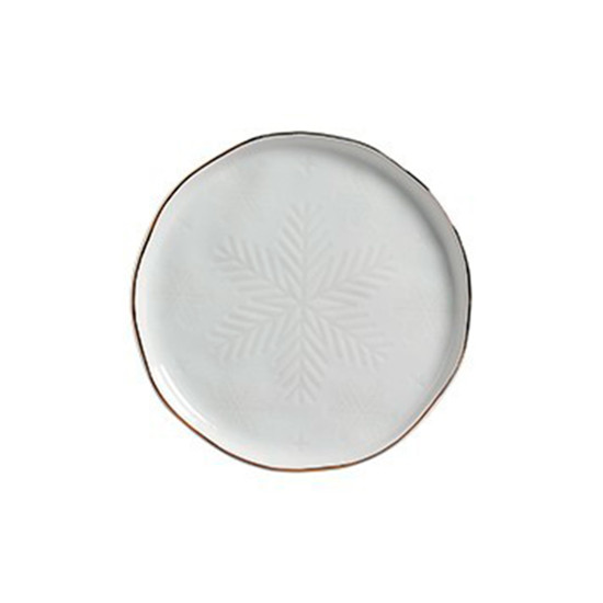 Imagem CONJUNTO DE PRATO COR BRANCOM COM FILETE DOURADO SNOW FLAKE 6 PEÇAS DE 20,7X2,2CM - SCALLA