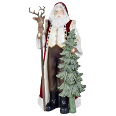 Imagem de PAPAI NOEL DECORATIVO COM CAJADO COLORIDO EM RESINA 21X25X50 CM - GRILLO 56849 - Grillo Ltda