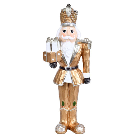 Imagem BONECO DECORATIVO QUEBRA NOZES DOURADO EM RESINA 7,8X11,5X30,5 CM - GRILLO 56817