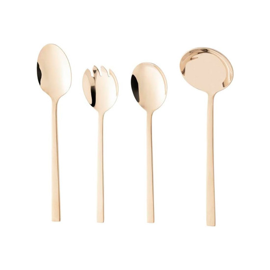 Imagem CONJUNTO 4 TALHERES PARA SERVIR FIRENZE EM INOX COR CHAMPAGNE 30X20X10 CM - WOLFF