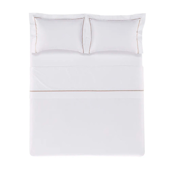 Imagem JOGO DE CAMA FIGOLI QUEEN 200 FIOS EM ALGODÃO BRANCO LEGNO - TRUSSARDI