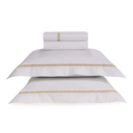 Imagem JOGO DE CAMA FIGOLI QUEEN 200 FIOS EM ALGODÃO BRANCO LEGNO - TRUSSARDI