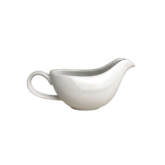 Imagem MOLHEIRA ROYAL EM PORCELANA BRANCA COM BORDA DOURADA 450 ML 11X23X9 CM