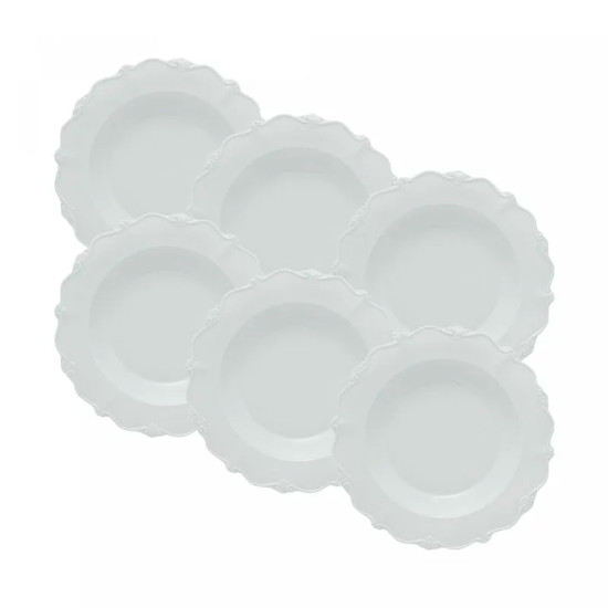 Imagem CONJUNTO 6 PRATOS FUNDO FANCY EM PORCELANA BRANCO 21X3 CM - WOLFF