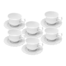 Imagem de CONJUNTO 6 XÍCARAS FANCY DE CAFÉ COM PIRES EM PORCELANA BRANCA 90ML - WOLFF - Rojemac Impotacao E Exportacao Ltda