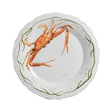 Imagem de CONJUNTO 6 PRATOS RASOS EM CERÂMICA BRANCA COM ESTAMPA CARANGUEJO SCALLA CERÂMICA - Scalla Ceramica Artistica Ltda-Epp