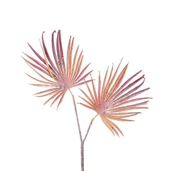 Imagem HASTE PERMANENTE DECORATIVA PALMEIRA LEQUE MARROM EM PLÁSTICO 47X21 CM - GRILLO