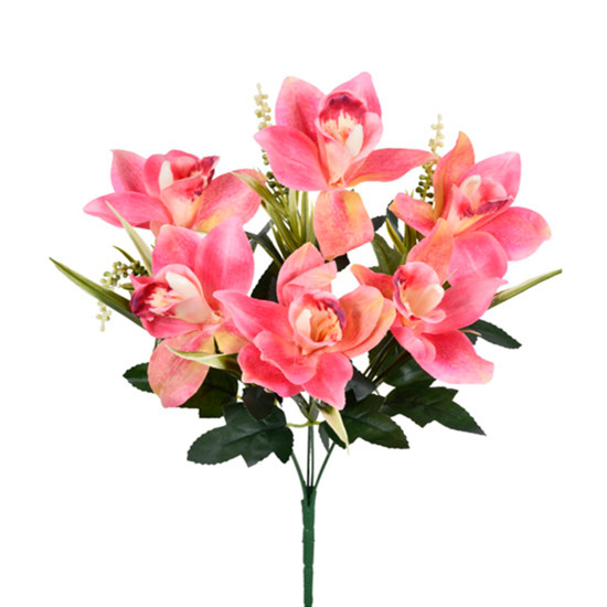 Imagem BUQUÊ PERMANENTE DE CYMBIDIUM EM PLÁSTICO MOLDÁVEL NA COR ROSA ESCURO 40X17CM GRILLO