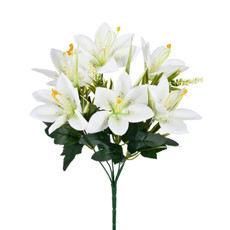 Imagem de BUQUÊ PERMANENTE DE LÍRIO EM PLÁSTICO MOLDÁVEL NA COR CREME 39X17 CM - GRILLO - Grillo Ltda