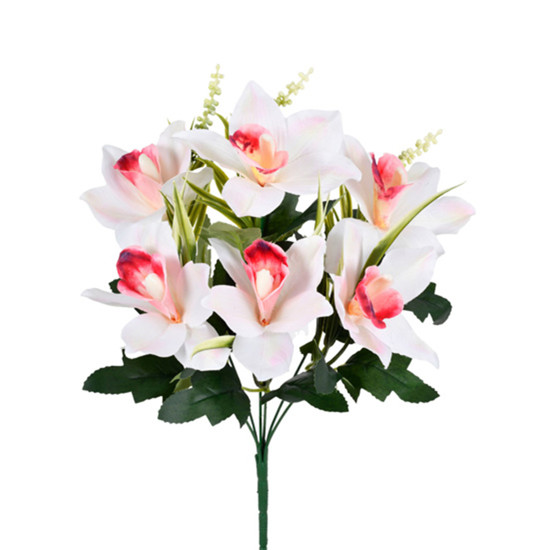 Imagem BUQUÊ PERMANENTE DE CYMBIDIUM EM PLÁSTICO MOLDÁVEL NA COR CREME 40X17 CM - GRILLO