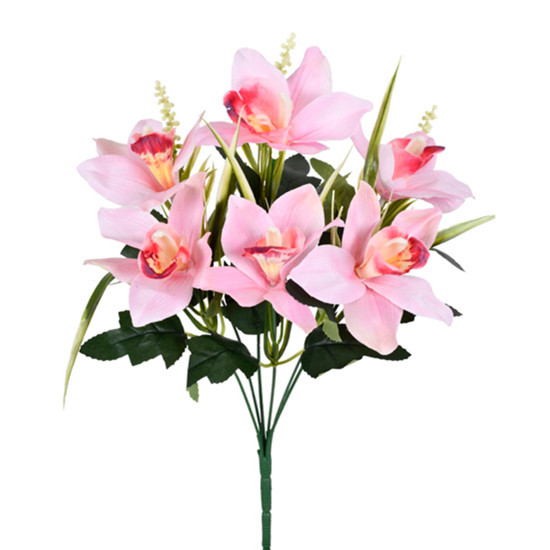 Imagem BUQUÊ PERMANENTE DE CYMBIDIUM EM PLÁSTICO MOLDÁVEL NA COR ROSA 40X17 CM - GRILLO