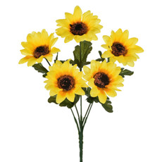 Imagem de BUQUÊ PERMANENTE GIRASSOL AMARELO DECORATIVO EM PLÁSTICO MOLDÁVEL 30X15 CM - GRILLO - Grillo Ltda