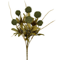 Imagem de BUQUÊ 6 FLORES VERDE OUTONO POMPOM DECORATIVA PERMANENTE EM PLÁSTICO 32X8CM GRILLO - Grillo Ltda