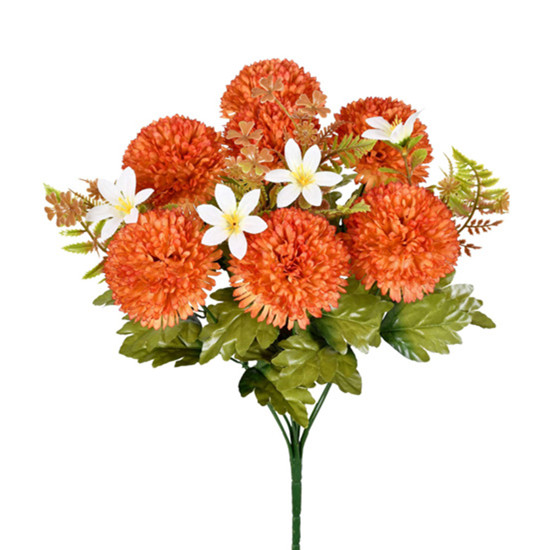 Imagem BUQUÊ DE CRISÂNTEMO LARANJA PERMANENTE DECORATIVO EM PLÁSTICO 40X15 CM - GRILLO