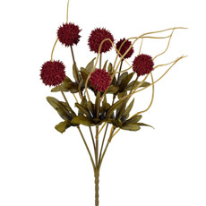 Imagem de BUQUÊ DE 6 FLORES BURGUNDY POMPOM DECORATIVA PERMANENTE EM PLÁSTICO 32X8 CM - GRILLO - Grillo Ltda