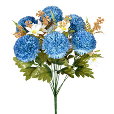 Imagem de BUQUÊ DE CRISÂNTEMO AZUL PERMANENTE DECORATIVO EM PLÁSTICO 40X15 CM  - GRILLO - Grillo Ltda