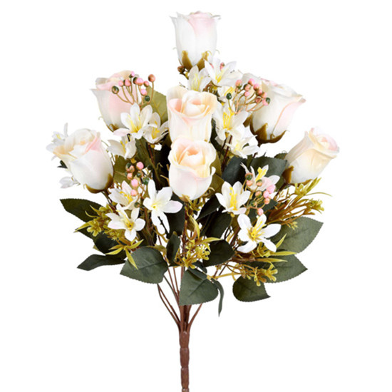 Imagem BUQUÊ MISTO DE ROSAS E LÍRIOS ROSA OUTONO EM PLÁSTICO MOLDÁVEL 51X18 CM - GRILLO