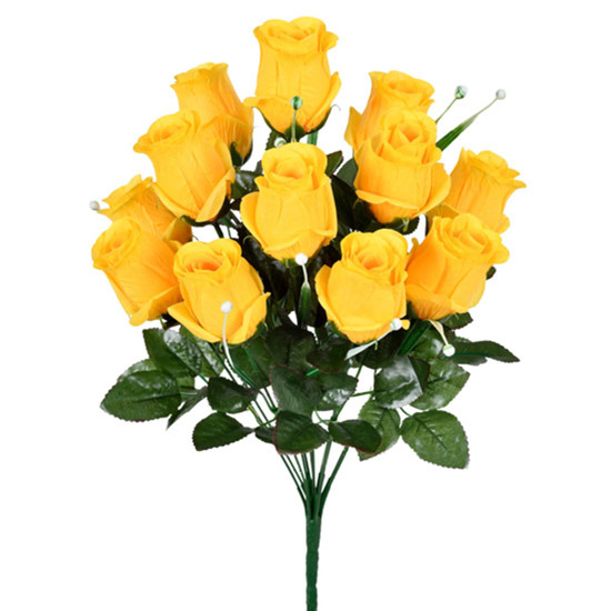 Imagem BUQUÊ DECORATIVO PERMANENTE DE ROSAS AMARELAS EM PLÁSTICO MOLDÁVEL 50X30CM - GRILLO