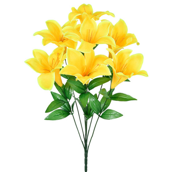 Imagem BUQUÊ DECORATIVO GRANDE DE LÍRIO AMARELO EM PLÁSTICO MOLDÁVEL 65X26 CM - GRILLO