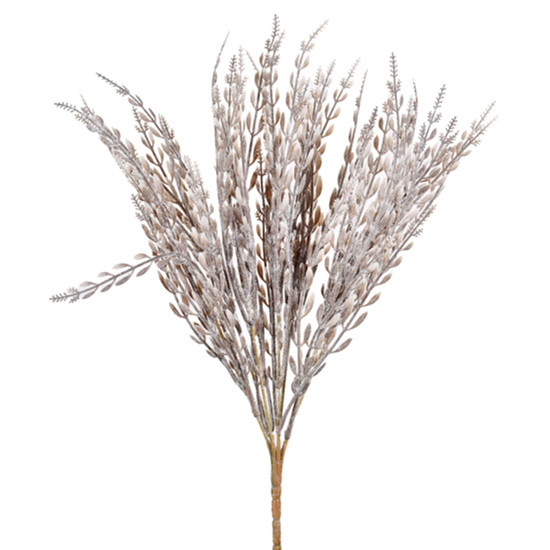 Imagem BUQUÊ PERMANENTE DE FOLHJAS FLOCADAS COR CINZA EM PLÁSTICO 40X15 CM - GRILLO