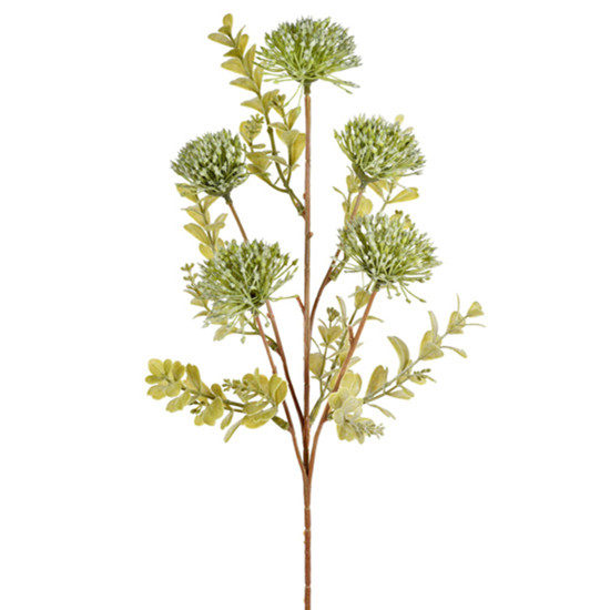 Imagem HASTE DE CRISÂNTEMO VERDE DECORATIVA PERMANENTE EM PLÁSTICO 62X17 CM - GRILLO