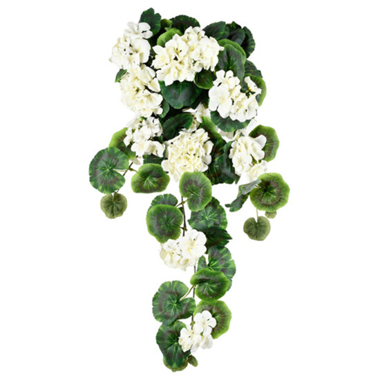 Imagem BUQUÊ PENDENTE DE GERÂNIO CREME PERMANENTE EM PLÁSTICO 65X37 CM - GRILLO