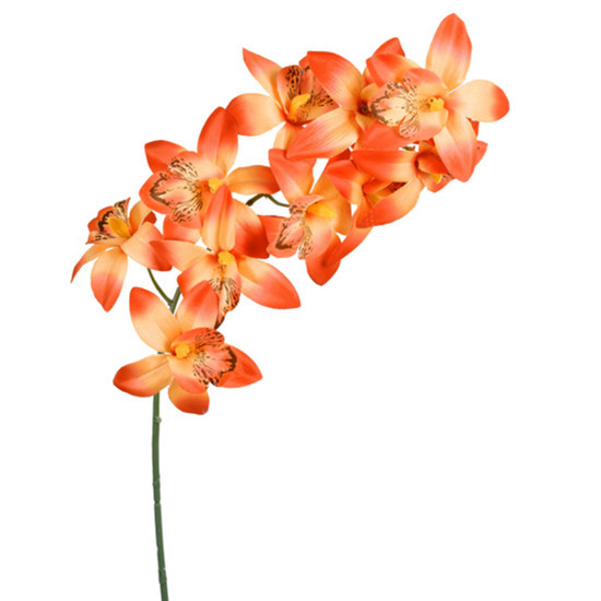 Imagem HASTE PERMANENTE DE CYNBIDIUM LARANJA EM PLÁSTICO MOLDÁVEL 71X13 CM - GRILLO