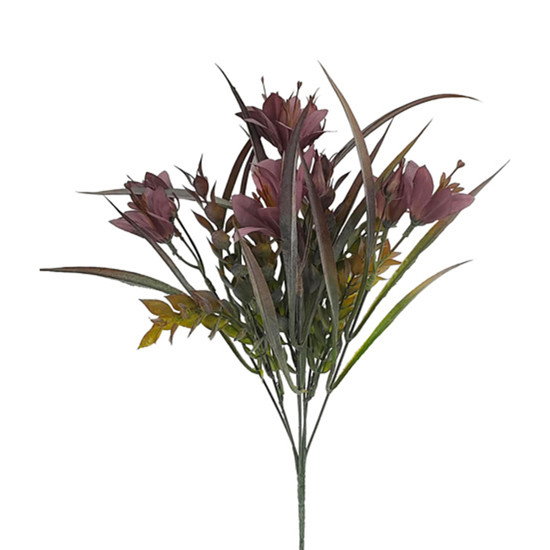 Imagem BUQUÊ DECORATIVO PERMANENTE LÍRIO LAVANDA VERDE EM PLÁSTICO MOLDÁVEL 38X16CM GRILLO