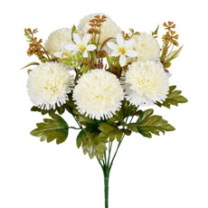 Imagem de BUQUÊ DE CRISÂNTEMO CREME PERMANENTE DECORATIVO EM PLÁSTICO 40X15 CM - GRILLO - Grillo Ltda