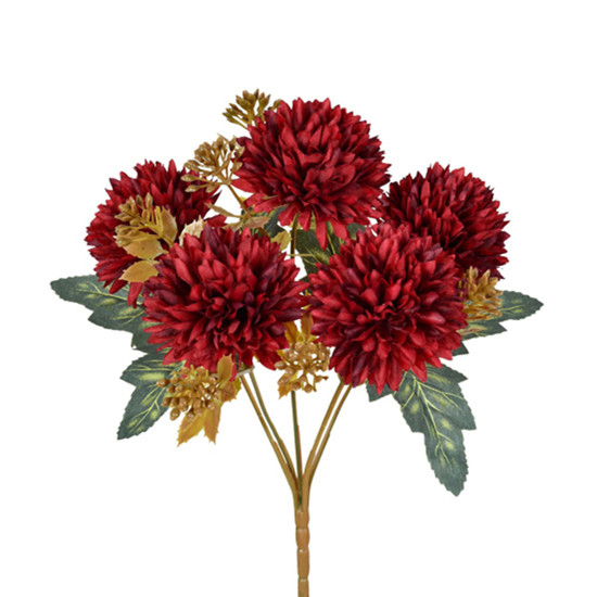 Imagem BUQUÊ DE CRISÂNTEMO VERMELHO OUTONO PERMANENTE EM PLÁSTICO 26X17 CM - GRILLO