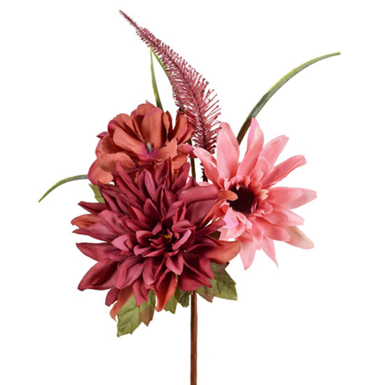 Imagem RAMALHETE DECORATIVO PERMANENTE DE DÁLIA BURGUNDY EM PLÁSTICO 33X20 CM - GRILLO