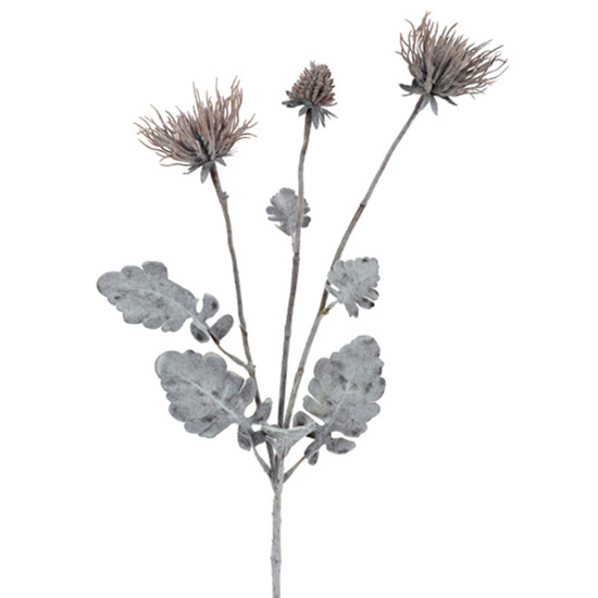 Imagem HASTE DECORATIVA DE CRISÂNTEMO FLOCADO MARROM CAFÉ EM PLÁSTICO 77X12 CM - GRILLO