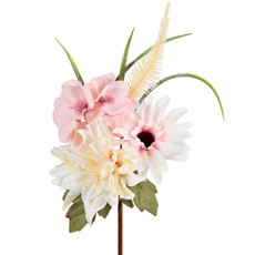 Imagem de RAMALHETE DECORATIVO PERMANENTE DE DÁLIA ROSA E CREME EM PLÁSTICO 33X20 CM - GRILLO - Grillo Ltda