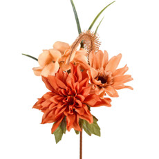 Imagem de RAMALHETE DECORATIVO PERMANENTE DE DÁLIA LARANJA EM PLÁSTICO 33X20 CM - GRILLO - Grillo Ltda