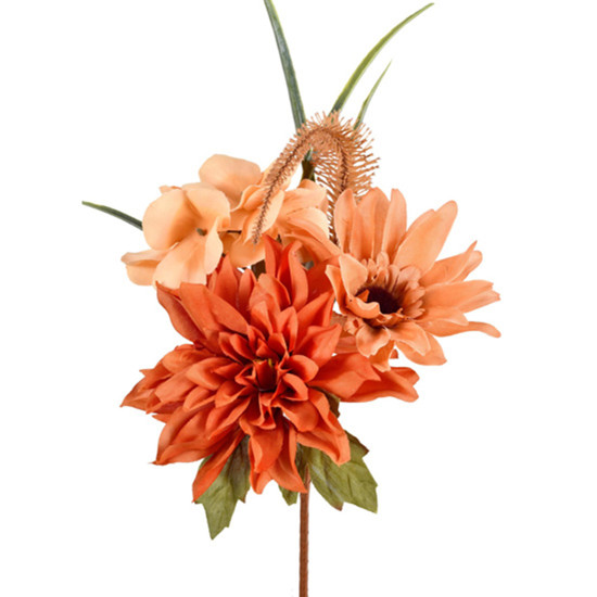 Imagem RAMALHETE DECORATIVO PERMANENTE DE DÁLIA LARANJA EM PLÁSTICO 33X20 CM - GRILLO