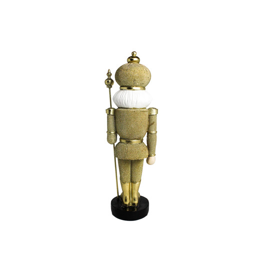 Imagem BONECO SOLDADO DE CHUMBO NATALINO EM RESINA DECOR DOURADO COM CAJADO 32X9X7 CM
