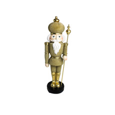 Imagem de BONECO SOLDADO DE CHUMBO NATALINO EM RESINA DECOR DOURADO COM CAJADO 32X9X7 CM - Cromus Embalagens Ind. E Com. Ltda