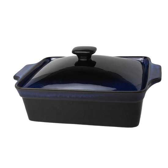 Imagem CAÇAROLA COM TAMPA EM CERÂMICA AZUL ESCURO 37X25X18CM - CROSS