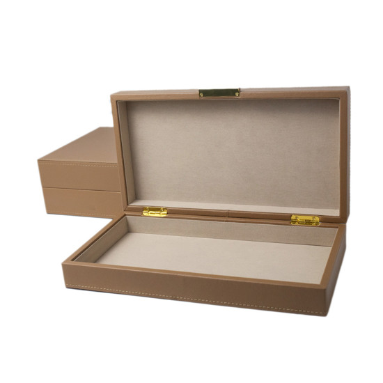 Imagem CONJUNTO DUAS CAIXAS DE MADEIRA REVESTIDAS EM COURO SINTÉTICO 38X22X10CM - CROSS