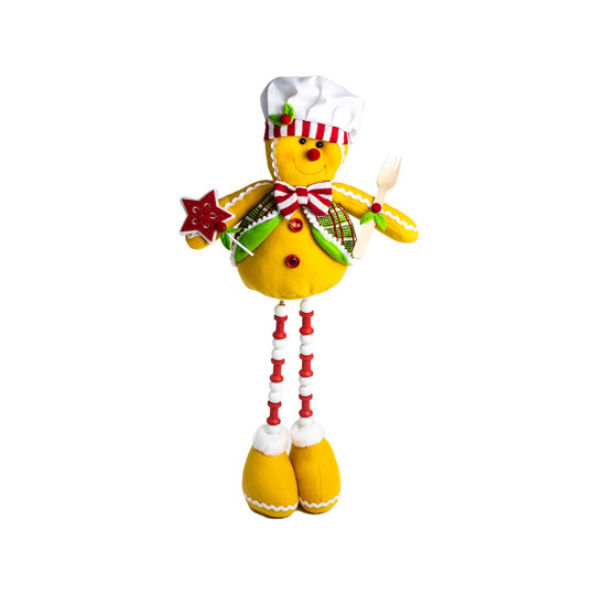 Imagem BONECO DECORATIVO DE NATAL COZINHEIRO COR AMARELO, VERDE, BRANCO E VERMELHO 56CM 