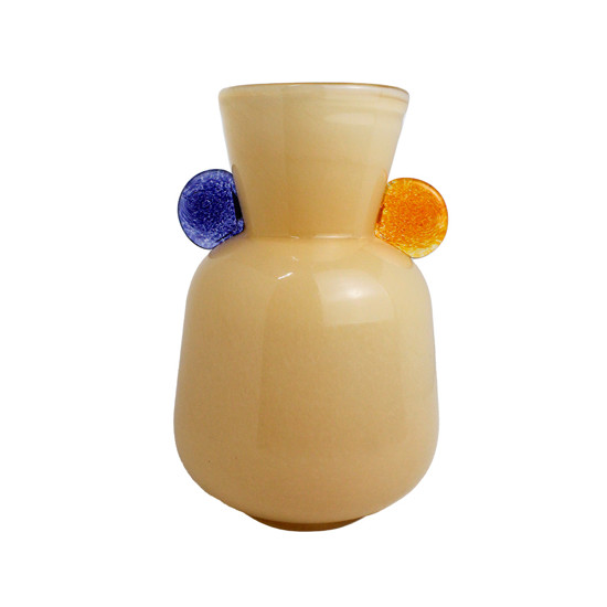 Imagem VASO DECORATIVO MÉDIO EM VIDRO AMARELO CREME 25X15 CM - MABRUK