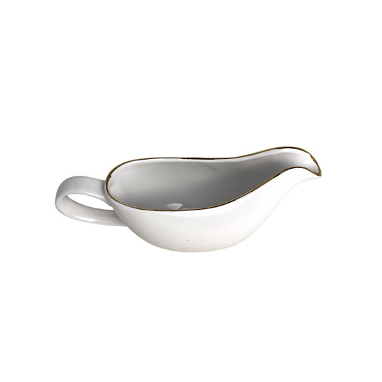 Imagem MOLHEIRA ROYAL EM PORCELANA BRANCA COM BORDA DOURADA 450 ML 11X23X9 CM