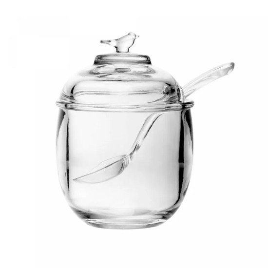 Imagem AÇUCAREIRO COM COLHER E TAMPA BIRD 150ML EM CRISTAL ECOLÓGICO 12X8 CM - WOLFF