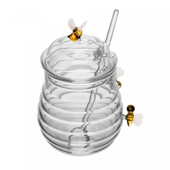 Imagem AÇUCAREIRO COM COLHER E TAMPA LOVELY BEE EM VIDRO BOROSSILICATO 470ML - LYOR