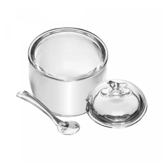 Imagem AÇUCAREIRO COM COLHER E TAMPA BIRD 150ML EM CRISTAL ECOLÓGICO 12X8 CM - WOLFF